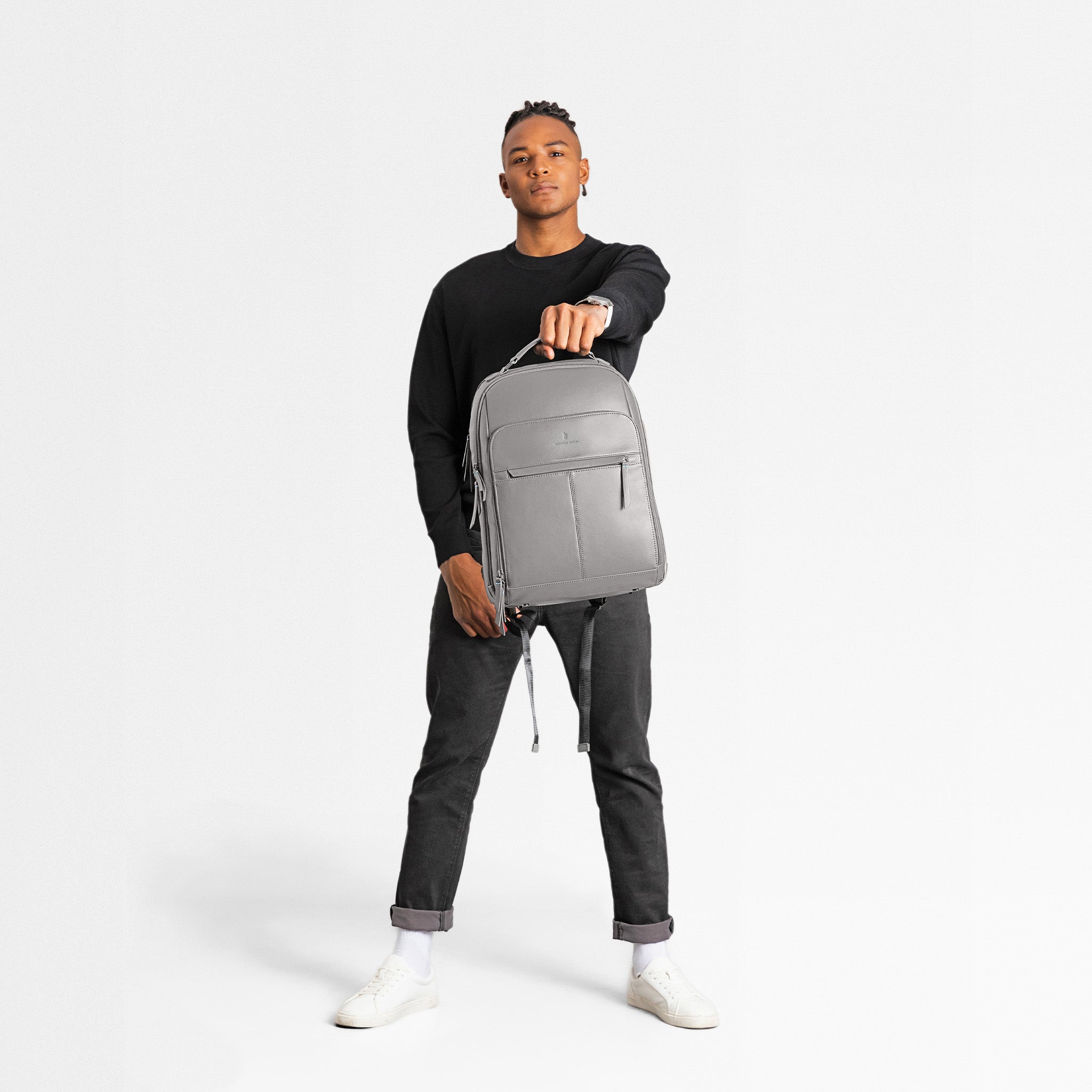 Essential Backpack Cactus Leather Light Grey - Lilienthal Berlin