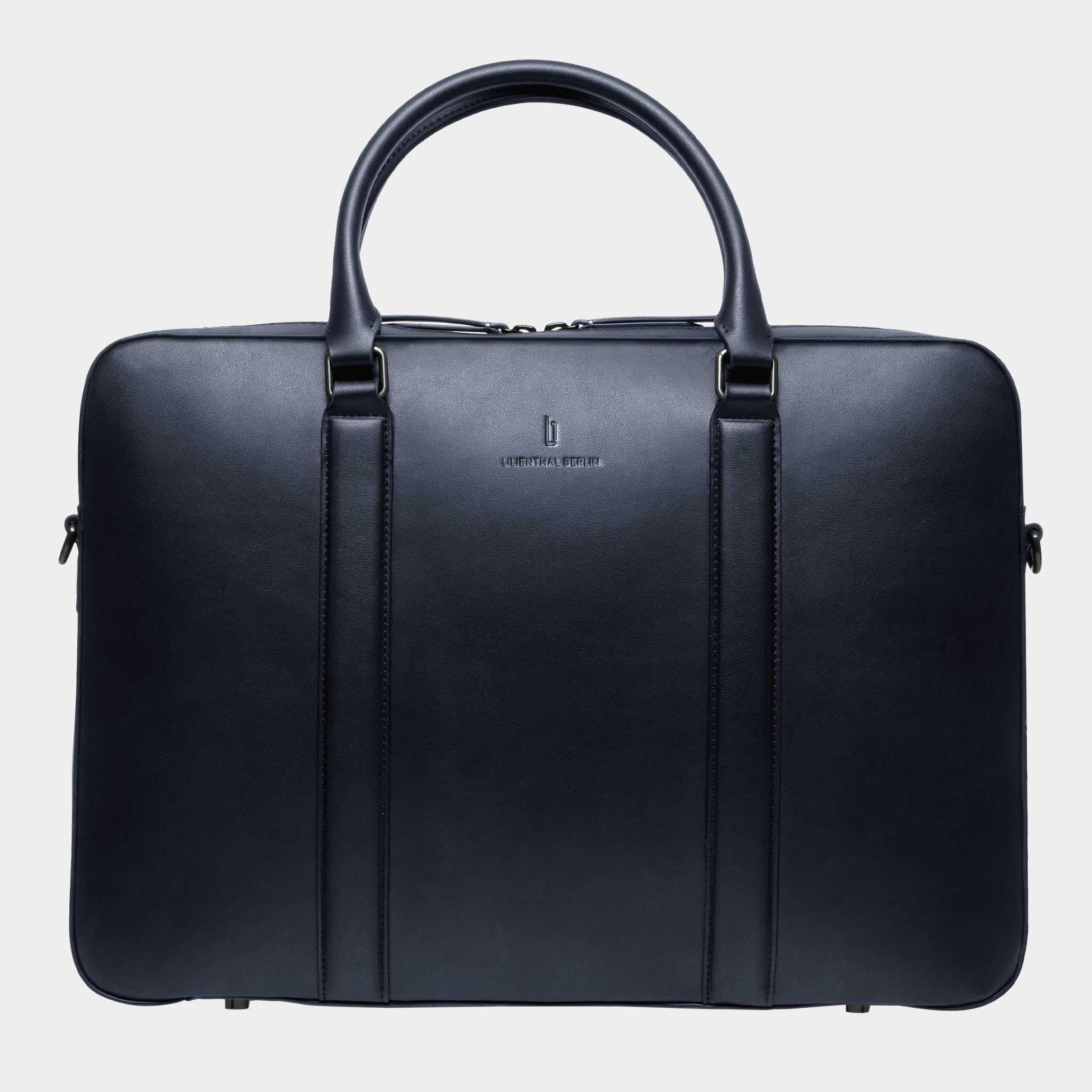 Classic Briefcase Cactus Leather Navy Blue - Lilienthal Berlin