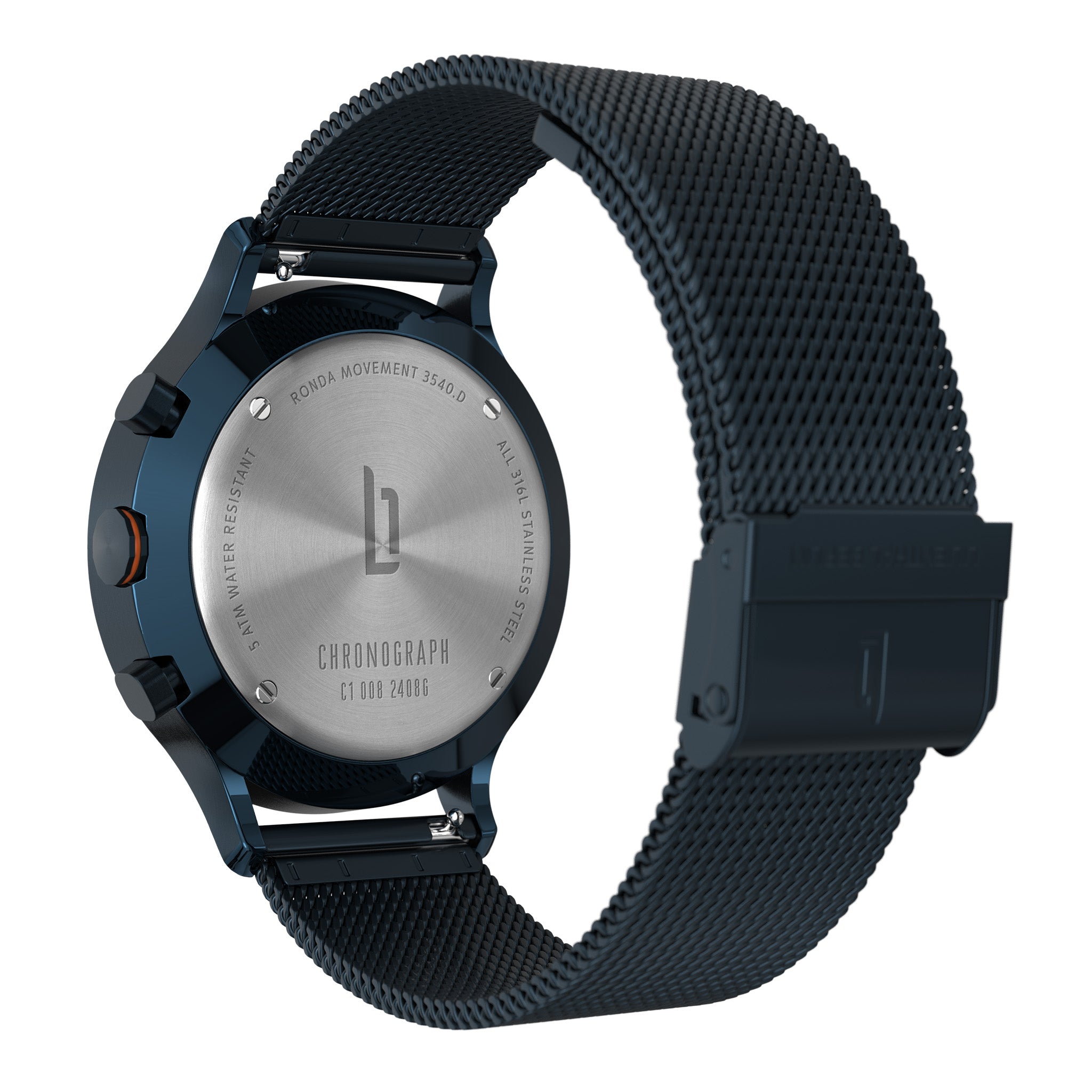 Lilienthal Berlin, cronografo Limited Edition Solar I con cinturino in pelle nera, Nero, cinghia