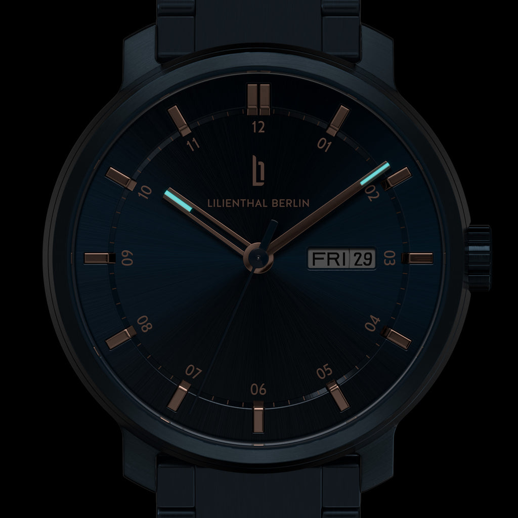 Neolux Day Date Blue Rose Gold - Lilienthal Berlin