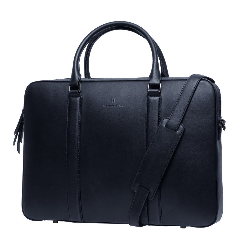 Classic Briefcase Cactus Leather Navy Blue - Lilienthal Berlin